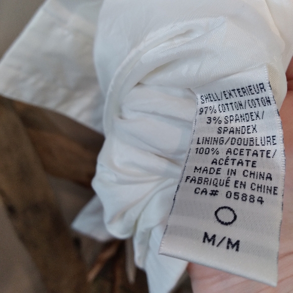 white w/ gold details utility style belted button up lined jacket - Picture 2 of 10